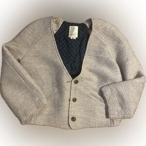 Elevenses by Anthropologie Wool Blend Cream Cardigan with Button Detail